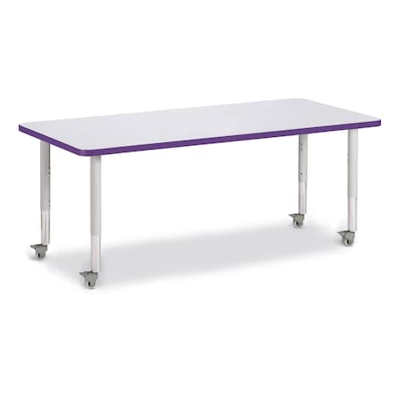 Jonti-Craft Berries Rectangle Activity Table, 30 in. x 72 in., Mobile, Freckled Gray/Purple/Gray 6413JCM004